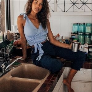 NWT We The Free Liz Ribbed Wrap Tie Crop Tank Top Size S